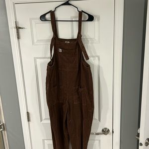 Lucy & Yak cocoa brown organic corduroy overalls